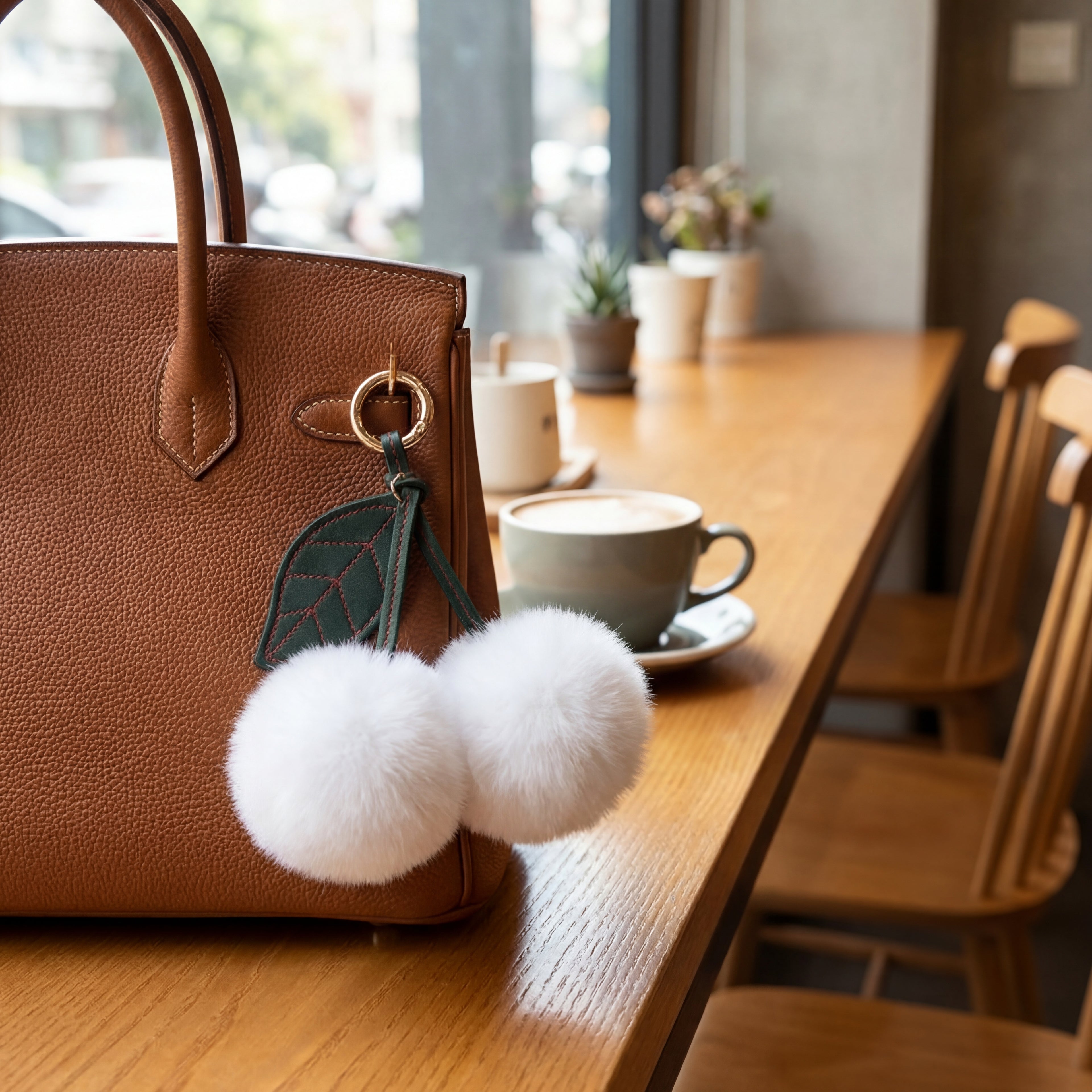 Velvet Cherry Pom Charm