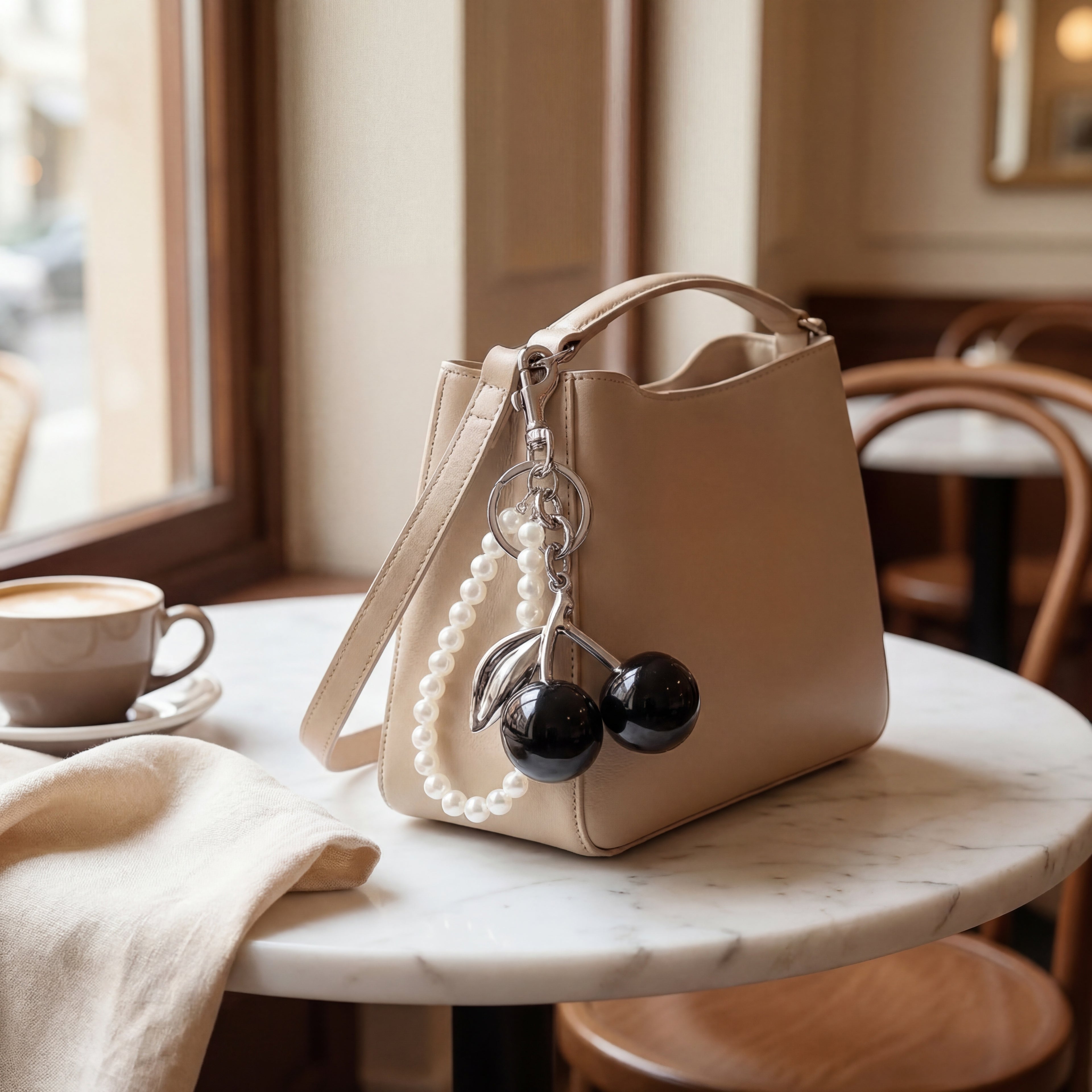 Pearl Loop Cherry Bag Charm