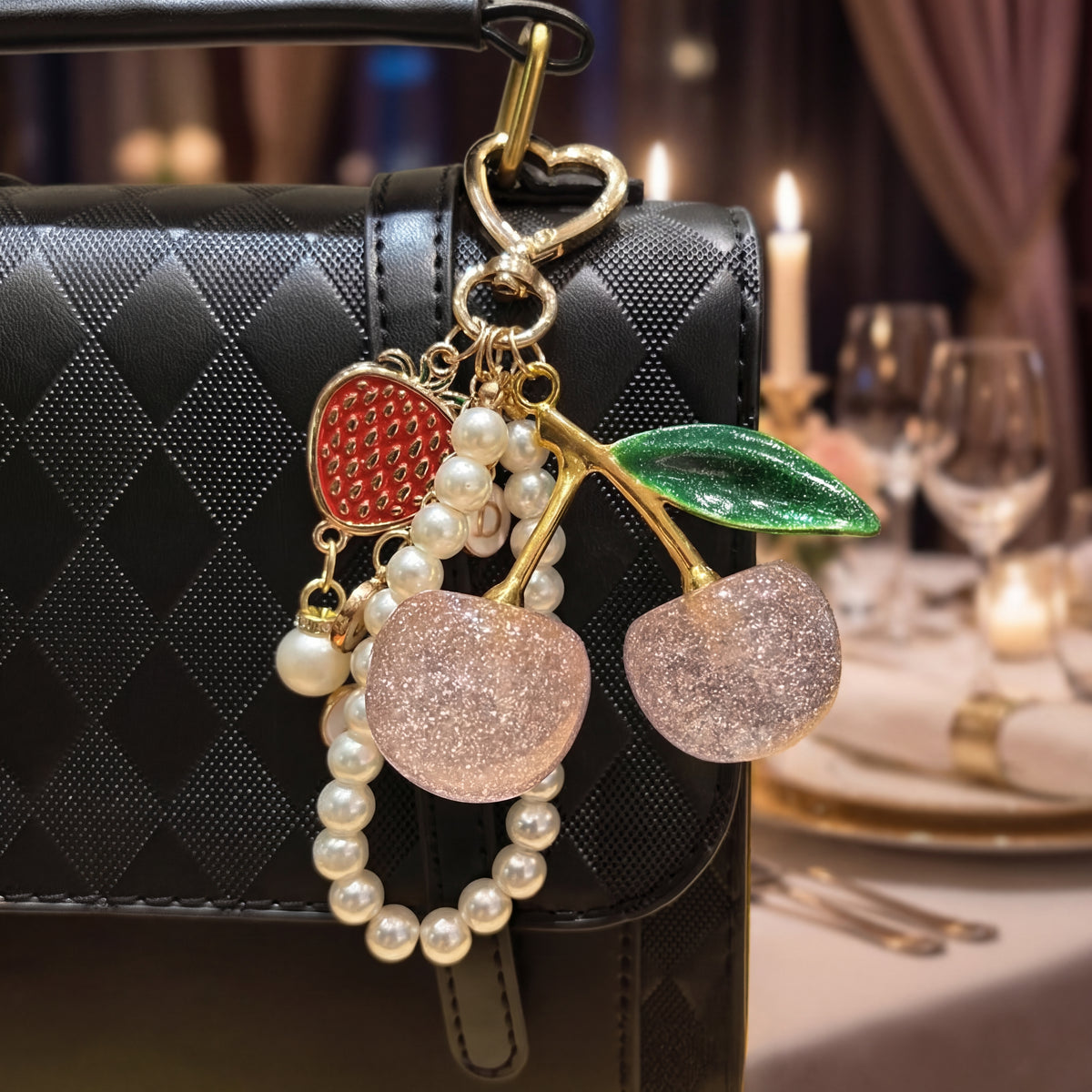 Pearl Cherry Bag Charm