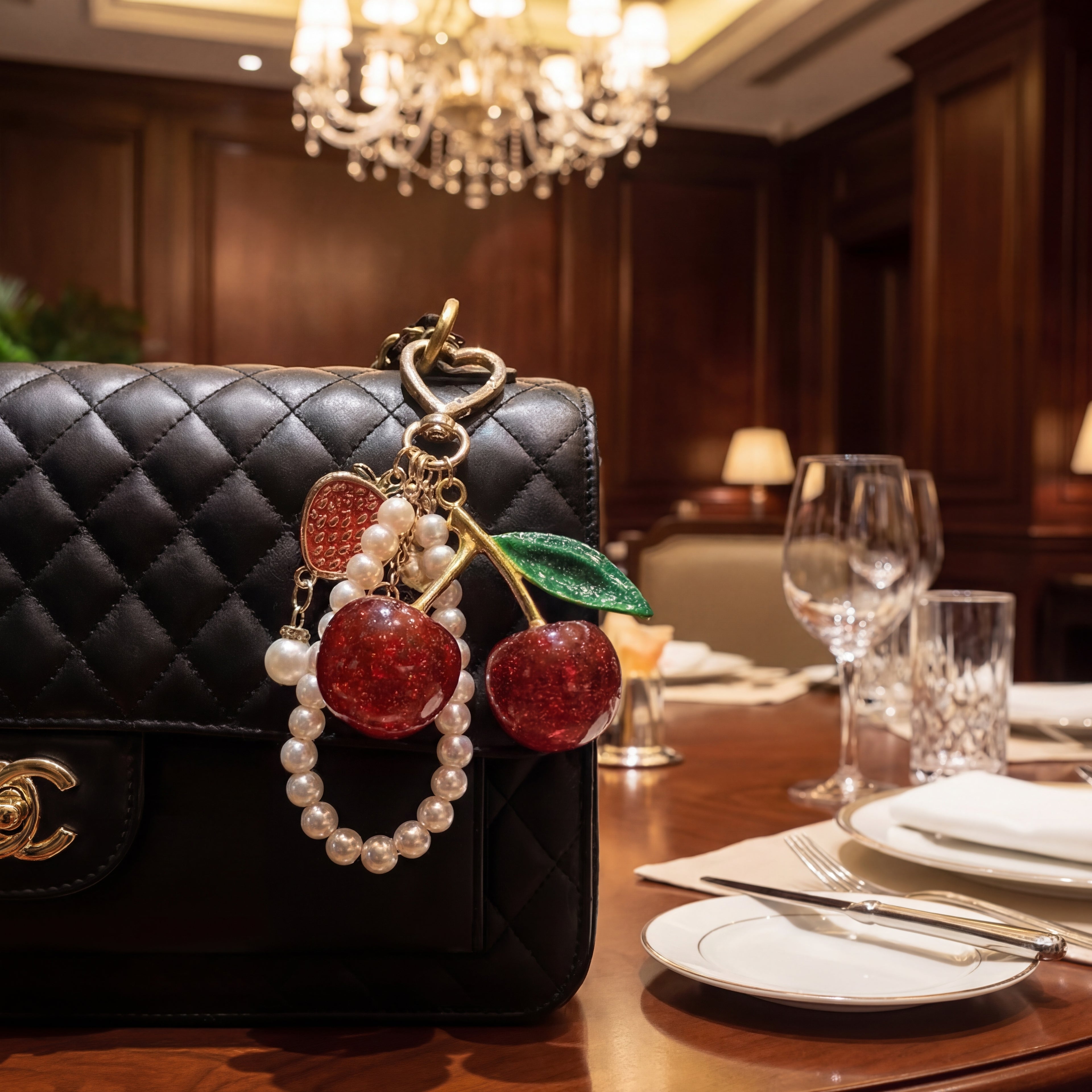 Pearl Cherry Bag Charm